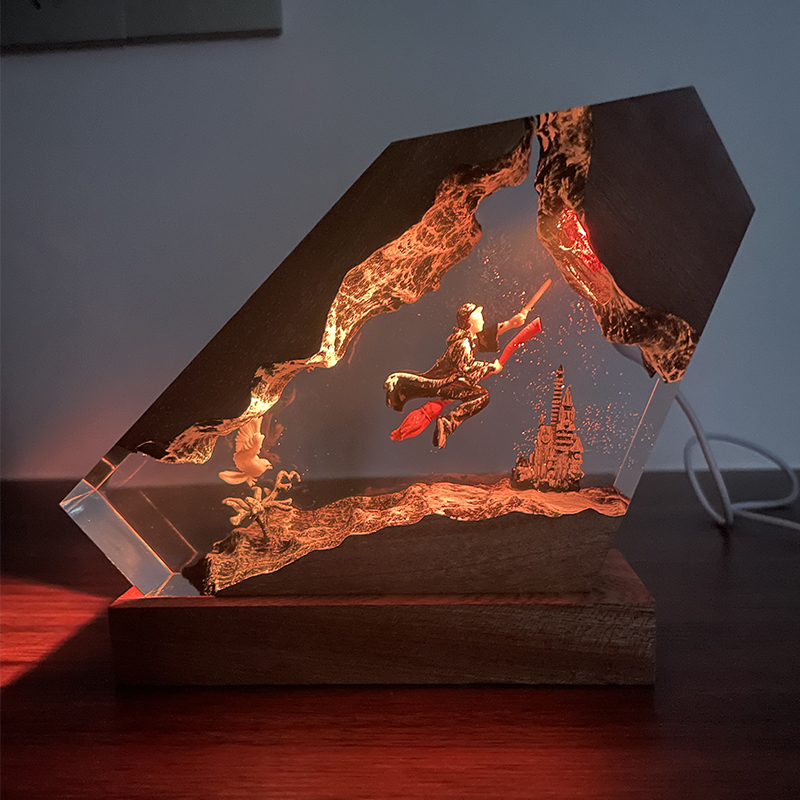 Desk Setup Lamp - Lampe en résine de bois époxy,