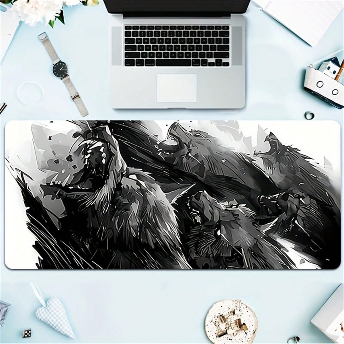 Grand tapis de bureau Wolf Gam - Desk Setup Pc And Laptop avis et prix
