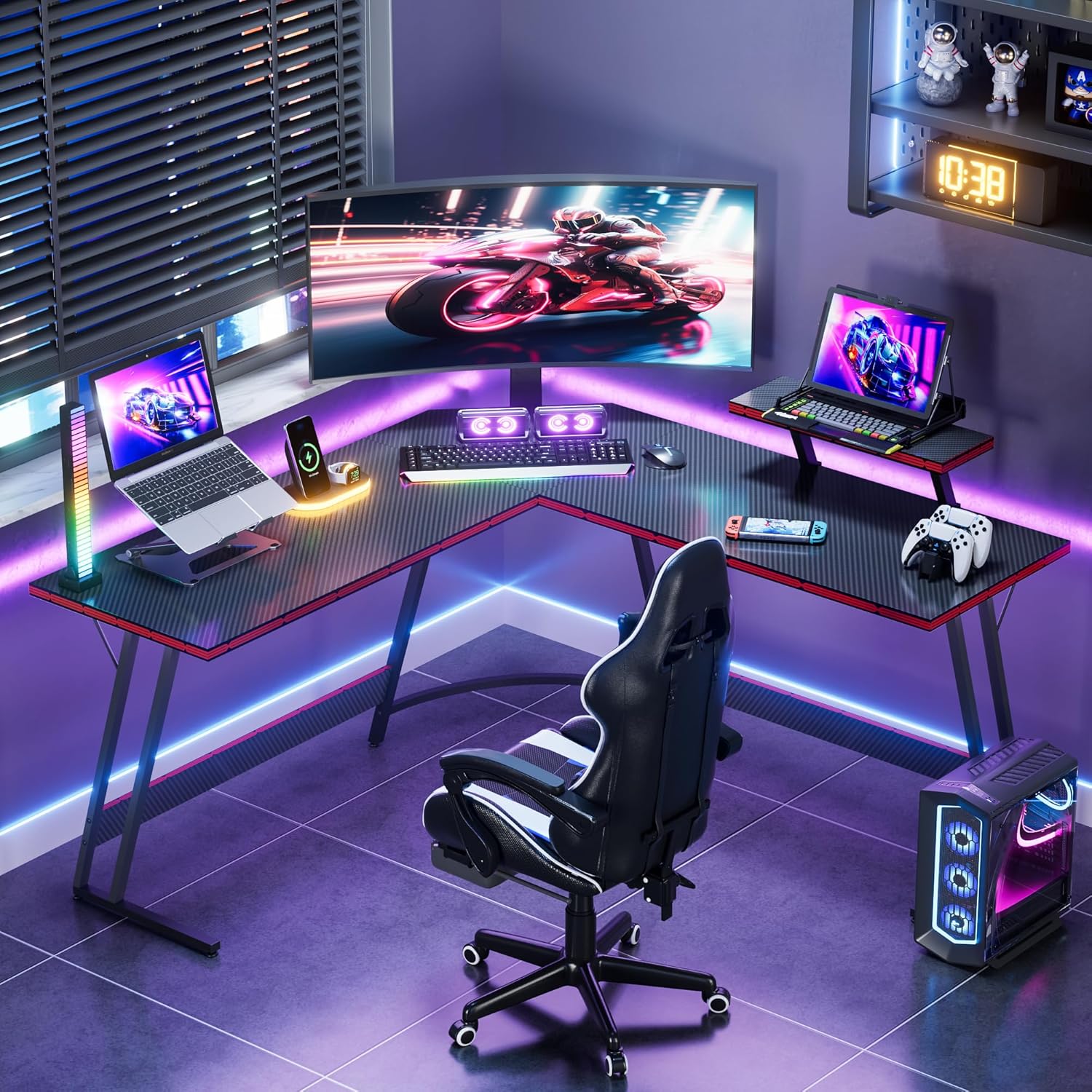 Bureau de jeu en forme de L ré - Setup Desk Monitor avis et prix